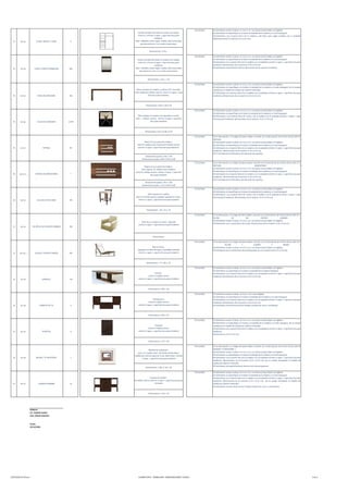 07/12/2010   01-Solicitamos acotar el plano en mm o cm. Los textos (cotas) deben ser legibles.
                                                                 Puerta corrediza de closet en maera con espejo.                    02-Solicitamos se especifique en el plano el acabado de la madera y el color (wengue).
                                                                 Color # 2, minimo 3 capas + capa final dura para                   03-Solicitamos una muestra física de la madera y del tubo para colgar vestidos con el acabado
                                                                                     hotelería.                                     (Dimensiones de la muestra 0.14 x 0.14 cm).
  41      GF-23            CLOSET REPISA Y TUBO        4       Nota : Medidas varian según modelo, fabricante debe
                                                                    dar tolerancia de 1 cm a todo el perimetro.


                                                                              Dimensiones: 2.35 x -

                                                                                                                       07/12/2010   01-Solicitamos acotar el plano en mm o cm. Los textos (cotas) deben ser legibles.
                                                                Puerta corrediza de closet en madera con espejo.                    02-Solicitamos se especifique en el plano el acabado de la madera y el color (wengue).
                                                                 Color # 2, minimo 3 capas + capa final dura para                   03-Solicitamos una muestra física de la madera con el acabado (mínimo 3 capas + capa final dua para
                                                                                     hotelería.                                     hotelería). (Dimensiones de la muestra: 0.14 x 0.14 cm)
  42                     CLOSET PUERTA CORREDIZA      946      Nota : Medidas varian según modelo, fabricante debe                  04-Solicitamos especificacion técnica del sistema de las puertas corredizas.
          GF-24
                                                                   dar tolerancia a de 1 cm a todo el perimetro.



                                                                            Dimensiones: 2.35 x 1.22

                                                                                                                       07/12/2010   01-Solicitamos acotar el plano en mm o cm. Los textos (cotas) deben ser legibles.
                                                                                                                                    02-Solicitamos se especifique en el plano el acabado de la madera y el color (wengue). No se acepta
                                                               Mesa comedor de madera y mármol 3/4" recesado.                       reemplazar la chapilla de madera por plástico laminado.
                                                              Color madera# 2 teñido marrón, minimo 3 capas + capa                  03-Solicitamos una muestra física de la madera con el acabado (mínimo 3 capas + capa final dua para
  43      GF-25             MESA DE COMEDOR           265                   final dura para hotelería.                              hotelería). (Dimensiones de la muestra: 0.14 x 0.14 cm)



                                                                          Dimensiones: 0.90 x 1.82 0.76

                                                                                                                       07/12/2010   01-Solicitamos acotar el plano en mm o cm. Los textos (cotas) deben ser legibles.
                                                                                                                                    02-Solicitamos se especifique en el plano el acabado de la madera y el color (wengue).
                                                                 Silla comedor en madera con tapizado en cuero.                     03-Solicitamos una muestra física de la tela y de la madera con el acabado (mínimo 3 capas + capa
                                                               Color · 2 teñido marrón, minimo 3 capas + capa final                 final dua para hotelería). (Dimensiones de la muestra: 0.14 x 0.14 cm)
  44      GF-26             SILLAS DE COMEDOR         1,070                     dura para hotelería.



                                                                         Dimensiones: 0.55 x 0.48 x 0.79

                                                                                                                       07/12/2010   01-La descripción y el codigo del plano deben coincidir con la descripción de la ficha técnica (GF-27
                                                                                                                                    /REPISAS                                                                                            )
                                                                         Repisa (3 un) y panel de madera .                          02-Solicitamos acotar el plano en mm o cm. Los textos (cotas) deben ser legibles.
                                                                 Color #1 madera clara /madera # 2 teñido marrón                    03-Solicitamos se especifique en el plano el acabado de la madera y el color (wengue).
  45      GF-27                  REPISAS               69         minimo 3 capas + capa final dura para hotelería.                  04-Solicitamos una muestra física de la madera con el acabado (mínimo 3 capas + capa final dua para
                                                                                                                                    hotelería). (Dimensiones de la muestra: 0.14 x 0.14 cm)
                                                                                                                                    05-El Contratante remitirá plano de ubicación de soportes.
                                                                         Dimensiones panel: 2.40 x 1.40
                                                                      Dimensiones repisa: 0.90 x 0.30 x 0.08
                                                                                                                       07/12/2010   01-La descripción y el codigo del plano deben coincidir con la descripción de la ficha técnica (GF-27.1
                                                                         Repisa (3 un) y panel de madera .                          /REPISAS                                         DORMITORIO                                           )
                                                                     Color repisas #1 madera clara /madera ,                        02-Solicitamos acotar el plano en mm o cm. Los textos (cotas) deben ser legibles.
                                                               panel # 2 teñido marrón, minimo 3 capas + capa final                 03-Solicitamos se especifique en el plano el acabado de la madera y el color (wengue).
  46     GF-27.1          REPISAS DE DORMITORIO        7                        dura para hotelería.                                04-Solicitamos una muestra física de la madera con el acabado (mínimo 3 capas + capa final dua para
                                                                                                                                    hotelería). (Dimensiones de la muestra: 0.14 x 0.14 cm).
                                                                                                                                    05-El Contratante remitirá plano de ubicación de soportes.
                                                                         Dimensiones panel: 2.40 x 1.85
                                                                      Dimensiones repisa: 1.35 x 0.30 x 0.08
                                                                                                                       07/12/2010   01-Solicitamos acotar el plano en mm o cm. Los textos (cotas) deben ser legibles.
                                                                                                                                    02-Solicitamos se especifique en el plano el acabado de la madera y el color (wengue).
                                                                             Silla Comedor en madera.                               03-Solicitamos una muestra física de la tela y de la madera con el acabado (mínimo 3 capas + capa
                                                               Color # 2 teñido marrón acabado tapizado en cuero.-                  final dua para hotelería). (Dimensiones de la muestra: 0.14 x 0.14 cm).
  50      GF-31             SILLA DE ALTURA BAR       202        minimo 3 capas + capa final dura para hotelería



                                                                           Dimensiones: .76 x .51 x .15

                                                                                                                       07/12/2010   01-La descripción y el codigo del plano deben coincidir con la descripción de la ficha técnica (GF-32 /
                                                                                                                                    SILLÓN               DE               UN                CUERPO                 C/BRAZO                )
                                                                                                                                    02-Solicitamos acotar el plano en mm o cm. Los textos (cotas) deben ser legibles.
                                                                     Sillon de un cuerpo con brazo .Tapizado
                                                                                                                                    03-Solicitamos una muestra física de la tela. (Dimensiones de la muestra: 0.14 x 0.14 cm)
                                                                  minimo 3 capas + capa final dura para hotelería
  51      GF-32         SILLÓN DE UN CUERPO C/BRAZO   296



                                                                                  Dimensiones:

                                                                                                                       07/12/2010   01-La descripción y el codigo del plano deben coincidir con la descripción de la ficha técnica (GF-32.1
                                                                                                                                    /            SILLÓN               1             CUERPO              S              BRAZO              )
                                                                                 Silla sin brazo .                                  02-Solicitamos acotar el plano en mm o cm. Los textos (cotas) deben ser legibles.
                                                                 Tapizado con base de acxero inoxidable satinado                    03-Solicitamos una muestra física de la tela.(puede ser una muestra de 0.14 x 0.14 cm).
  52     GF-32.1          SILLÓN 1 CUERPO S BRAZO     293         minimo 3 capas + capa final dura para hotelería



                                                                           Dimensiones: .77 x .85 x .75

                                                                                                                       07/12/2010   01-Solicitamos acotar el plano en mm o cm. Los textos (cotas) deben ser legibles.
                                                                                                                                    02-Solicitamos se especifique en el plano el acabado de la madera (wengue).
                                                                                     Consola .                                      03-Solicitamos una muestra física de la madera con el acabado (mínimo 3 capas + capa final dua para
                                                                             Color # 2 teñido marrón                                hotelería). (Dimensiones de la muestra: 0.14 x 0.14 cm).
  53      GF-33                  CONSOLA              119         minimo 3 capas + capa final dura para hotelería



                                                                             Dimensiones: 1.82 x .36

                                                                                                                       07/12/2010   01-Solicitamos acotar el plano en mm, o cm Y sean legibles
                                                                                                                                    02-Solicitamos se especifique en el plano el acabado de la madera y el color (wengue).
                                                                                 Consola de tv.                                     03-Solicitamos una muestra física de la madera con el acabado (mínimo 3 capas + capa final dua para
                                                                             Color # 2 teñido marrón                                hotelería). (Dimensiones de la muestra: 0.14 x 0.14 cm).
  54      GF-34               CONSOLA DE TV            5          minimo 3 capas + capa final dura para hotelería                   04-Solicitamos muestra fisica de los herrajes (sistema de cierre, correderas).



                                                                             Dimensiones: 2.04 x .45

                                                                                                                       07/12/2010   01-Solicitamos acotar el plano en mm o cm. Los textos (cotas) deben ser legibles.
                                                                                                                                    02-Solicitamos se especifique en el plano el acabado de la madera y el color (wengue). No se acepta
                                                                                     Pedestal                                       reemplazar la chapilla de madera por plástico laminado.
                                                                             Color # 2 teñido marrón                                03-Solicitamos una muestra física de la madera con el acabado (mínimo 3 capas + capa final dua para
  55      GF-35                  PEDESTAL              6          minimo 3 capas + capa final dura para hotelería                   hotelería).
                                                                                                                                    (Dimensiones: 0.14 x 0.14 cm)


                                                                             Dimensiones: 1.07 x .50

                                                                                                                       07/12/2010   01-La descripción y el codigo del plano deben coincidir con la descripción de la ficha técnica (GF-36
                                                                             Mueble de tv giratorio .                               /MUEBLE TV GIRATORIO )
                                                                Color # 1 madera clara , #2 teñido marrón Nota :                    02-Solicitamos acotar el plano en mm o cm. Los textos (cotas) deben ser legibles.
                                                              medida de corte de placa de tv por determinar .minimo                 03-Solicitamos se especifique en el plano el acabado de la madera y el color (wengue).
  56      GF-36            MUEBLE TV GIRATORIO         1             3 capas + capa final dura para hotelería                       04-Solicitamos una muestra física de la madera con el acabado (mínimo 3 capas + capa final dua para
                                                                                                                                    hotelería). (Dimensiones de la muestra: 0.14 x 0.14 cm). No se acepta reemplazar la chapilla de
                                                                                                                                    madera por plástico laminado.
                                                                                                                                    05-Solicitamos las especificaciones técnicas del sistema giratorio.
                                                                          Dimensiones: 1.90 x 2.10 x .45

                                                                                                                       07/12/2010   01-Solicitamos acotar el plano en mm o cm. Los textos (cotas) deben ser legibles.
                                                                                                                                    02-Solicitamos se especifique en el plano el acabado de la madera y el color (wengue).
                                                                              Consola de minibar .                                  03-Solicitamos una muestra física de la madera con el acabado (mínimo 3 capas + capa final dua para
                                                              #2 teñido marrón minimo 3 capas + capa final dura para                hotelería). (Dimensiones de la muestra: 0.14 x 0.14 cm). No se acepta reemplazar la chapilla de
  57      GF-37              CONSOLA MINIBAR           16                           hotelería                                       madera por plástico laminado.
                                                                                                                                    04-Solicitamos muestra fisica de los herrajes (sistema de cierre y correderas).


                                                                             Dimensiones: 1.23 x .76




                    Elaboró
                    D.I. Andrés Castro
                    Arq. Liliana Sánchez


                    Fecha:
                    07/12/2010




12/07/2010 07:59 p.m.                                             CUADRO ESPEC - MOBILIARIO CONSIDERACIONES 7122010                                                                                                                           3 de 3
 