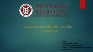 Autor
Luis Fernando Cerda
Tutor: Abg. Emily Ramriez
Cátedra: Derecho Internacional Privado
Sección: SAIA F
 