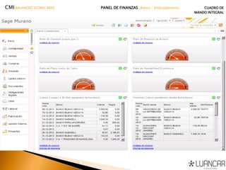 CMI(BALANCED SCORECARD) PANEL DE FINANZAS –Ratios / Endeudamiento CUADRO DE
MANDO INTEGRAL
 
