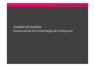 www.apunteasesores.es




CUADRO DE MANDO:
Consecuencia de la Estrategia de la Empresa
 