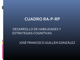 CUADRO RA-P-RP
DESARROLLO DE HABILIDADES Y
ESTRATEGIAS COGNITIVAS
JOSÉ FRANCISCO GUILLEN GONZÁLEZ
 