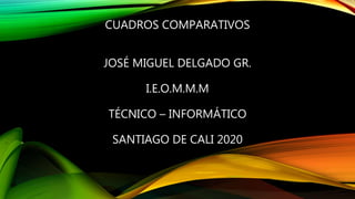 CUADROS COMPARATIVOS
JOSÉ MIGUEL DELGADO GR.
I.E.O.M.M.M
TÉCNICO – INFORMÁTICO
SANTIAGO DE CALI 2020
 