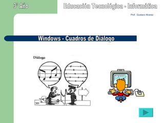 Educación Tecnológica - Informática 3º Año Windows - Cuadros de Diálogo Prof.  Gustavo Alvarez 