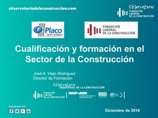 Cualificación y formación en el
Sector de la Construcción
José A. Viejo Rodríguez
Director de Formación
Diciembre de 2018
 