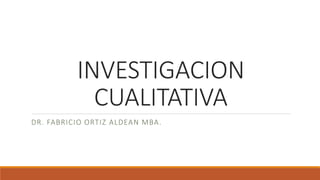 INVESTIGACION
CUALITATIVA
DR. FABRICIO ORTIZ ALDEAN MBA.
 