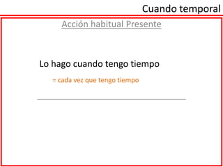 Cuando temporalAcción habitual Presente= cada vez que tengo tiempo