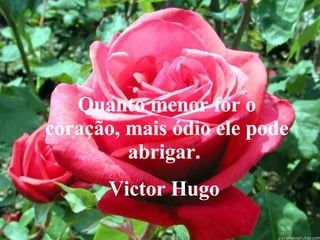 Quanto menor for o coração, mais ódio ele pode abrigar.  Victor Hugo  
