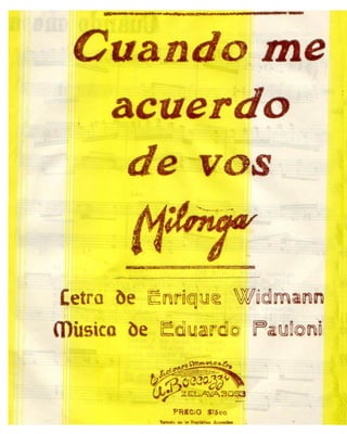 Cuando me acuerdo de vos (milonga partitura)-Enrique Widmann_Eduardo Pauloni (1962)