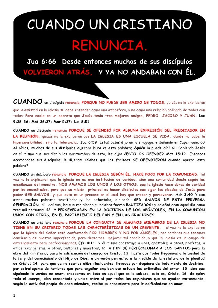 Cuando un cristiano renuncia