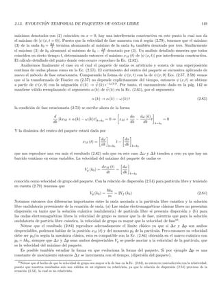 1.30. INNER PRODUCT AND NORM IN TERMS OF A HYPERBASIS 67
Let us see the closure relation
ψ (r) =
Z d
c
c (k) u (k, r) dk =
Z d
c
(uk, ψ) u (k, r) dk
ψ (r) =
Z d
c
Z B
A
u∗
k, r′

ψ r′

d3
r′

u (k, r) dk
ψ (r) =
Z B
A
Z d
c
u∗
k, r′

u (k, r) dk

ψ r′

d3
r′
on the other hand
ψ (r) =
Z B
A
δ r − r′

ψ r′

d3
r′
from which we find Z d
c
u∗
k, r′

u (k, r) dk = δ r − r′

(1.113)
which defines us the closure relation for a continuous basis {u (k, r)}.
From the discussion above, the closure relations for discrete or continuous basis can be interpreted as “re-
presentations” of the Dirac delta function. Similar situation occurs with the orthonormality relation but only for
continuous bases.
It worths emphasizing at this point that a given representation of the delta in a given space cannot be
applied to another space. For example, it is possible to have a r−dimensional vector space of functions V1 with
a basis {vn (r)}, that defines a closure relation
Pr
n=1 v∗
n (r′) vn (r) = δ1 (r − r′), let us think about another r + k
dimensional vector space denoted by V2 and such that V2 ⊃ V1, such that a basis {um} of V2 includes the previous
basis plus other linearly independent vectors; the closure relation is:
Pr+k
n=1 u∗
n (r′) un (r) = δ2 (r − r′). What is the
difference between δ1 (r − r′) and δ2 (r − r′)?, the answer lies in the distribution nature of the badly called Dirac
delta function; the fundamental property of this distribution tells us that for all functions ψ (r′) that belongs
to V1 we have that
ψ (r) =
Z B
A
ψ r′


X
n
v∗
n r′

vn (r)
#
d3
r′
=
Z B
A
ψ r′

δ1 r − r′

d3
r′
however, if the function ψ (r) does not belong to V1 but it belongs to V2 then δ1 (r − r′) is not an adequate
distribution to represent this function. This is a general property of the distributions, since they are defined solely
by means of the way in which they map the functions of a specific vector space into the scalars. A representation
of the Dirac delta (and in general of any distribution) is linked to a very specific vector space of functions.
1.30. Inner product and norm in terms of the components of a vector in a
hyperbases
Let us take two vectors ϕ and ψ that belong to ̥. Both can be expressed as continuous linear combinations
of a continuous basis {uk}
ψ (r) =
Z d
c
dk u (k, r) c (k) ; ϕ (r) =
Z d
c
dk′
u k′
, r

b k′

now the idea is to write the scalar product of them in terms of the continuous set of components of each vector
i.e. in terms of their Fourier transforms c (k) and b (k′). The scalar product is
(ϕ, ψ) =
Z B
A
d3
r ϕ∗
(r) ψ (r) =
Z d
c
dk′
Z d
c
dk b∗
k′

c (k)
Z B
A
d3
r u∗
k′
, r

u (k, r)
 