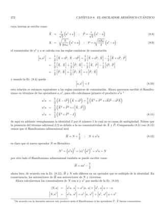 1.39. HERMITIAN CONJUGATION 85
1.39. Hermitian conjugation
We have defined the action of a linear operator on a ket. We see that it induces a natural action of the operator
on the bra
f|ϕi (A |ψi) = (|ϕi , A |ψi) ≡ gA|ϕi (|ψi) ∀ |ψi ∈ Ex (1.160)
the definition of the new functional gA|ϕi from a given f|ϕi and a given A is written in Dirac notation as14
f|ϕi ≡ hϕ|
A
→ gA|ϕi ≡ hϕ| A (1.161)
and Eq. (1.160) is written as
hϕ| (A |ψi) = (hϕ| A) (|ψi) (1.162)
so it is written simply as
hϕ| A |ψi
we should check that g is indeed a functional i.e. that it is a continuous linear mapping of the vectors into the
complex numbers, the basic properties of functionals are reproduced
gαA|ϕi+βA|χi (ψ) = α∗
gA|ϕi (|ψi) + β∗
gA|χi (|ψi)
gA|ϕi (α |ψi + β |χi) = αgA|ϕi (|ψi) + βgA|ϕi (|χi)
Further, the association (1.161) is linear, to see it, we write a linear combination of bras
hϕ| = λ1 hϕ1| + λ2 hϕ2|
which means that
hϕ| ψi = λ1 hϕ1| ψi + λ2 hϕ2| ψi ; ∀ |ψi ∈ Ex
then
(hϕ| A) (|ψi) = hϕ| (A |ψi) = (λ1 hϕ1| + λ2 hϕ2|) (A |ψi)
= λ1 hϕ1| (A |ψi) + λ2 hϕ2| (A |ψi)
= λ1 (hϕ1| A) |ψi + λ2 (hϕ2| A) |ψi
since ψ is arbitrary we find
hϕ| A = λ1 hϕ1| A + λ2 hϕ2| A
notice that is different to start with a linear combination of kets from starting with a linear combination of bras,
because the linear combination of a ket corresponds to a linear combination with conjugate coefficients in the bras
(antilinearity). The order is important, the new bra induced from hϕ| by the operator A is written as hϕ| A and
not in the form A hϕ|. For instance if we apply this relations to a ket the first expression hϕ| A |ψi is a complex
number, while the second A hϕ| ψi = αA is another operator.
1.39.1. The adjoint operator A†
in Dirac notation
In Dirac notation we write |ψ′i = A |ψi ≡ |Aψi. We now want to know what is the corresponding bra
|ψ′i ↔ hψ′| ≡ hAψ|. In mathematical notation the question is
|ψi → f|ψi ;
 