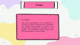 Actividad
ACTIVIDAD 1
Dado que los cuantificadores son tan relevantes no
solo para la correcta transmisión de la información,
sino también para entender el contexto de la
situación, hemos realizado esta actividad en la cual
gracias a los cuantificadores podemos deducir ante
qué situación/reacción nos encontramos.
 