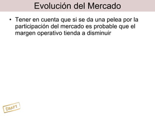 Evolución del Mercado Tener en cuenta que si se da una pelea por la participación del mercado es probable que el margen operativo tienda a disminuir 