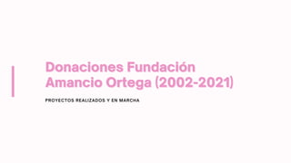 Donaciones Fundación
Donaciones Fundación
Amancio Ortega (2002-2021)
Amancio Ortega (2002-2021)
 