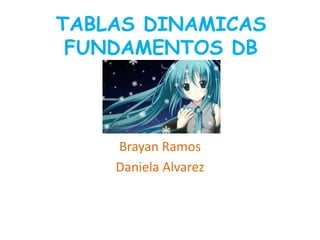 TABLAS DINAMICAS
FUNDAMENTOS DB
Brayan Ramos
Daniela Alvarez
 