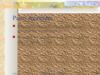Pasos siguientes  Resumir cualquier acción que deban realizar los participantes Resumir los elementos de acción que se deben llevar a cabo 20/07/10 Laksmi pertenesce a Narayana 