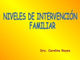 Dra. Carolina Reyes NIVELES DE INTERVENCIÓN FAMILIAR 