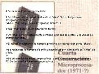 Se desarrolló el microprocesador. 