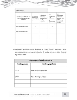 10EDUCACIÓN PRIMARIA * CUARTA SESIÓN ORDINARIA
 
