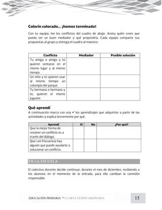 15EDUCACIÓN PRIMARIA * CUARTA SESIÓN ORDINARIA

 