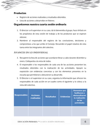 6EDUCACIÓN PRIMARIA * CUARTA SESIÓN ORDINARIA


 