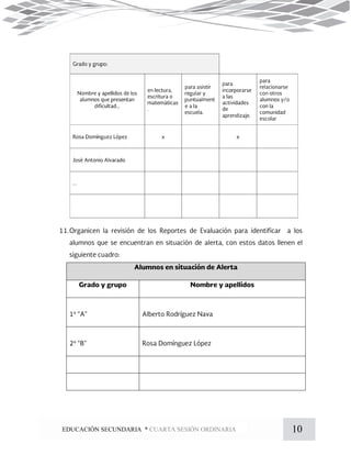 10EDUCACIÓN SECUNDARIA * CUARTA SESIÓN ORDINARIA