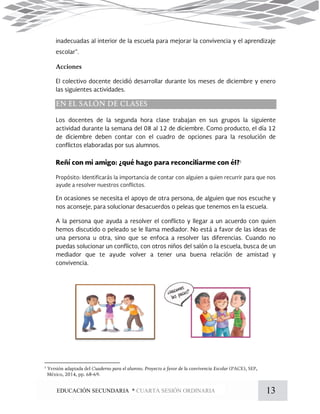 13EDUCACIÓN SECUNDARIA * CUARTA SESIÓN ORDINARIA