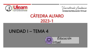Educación
Virtual.
UNIDAD I – TEMA 4
CÁTEDRA ALFARO
2023-1
 
