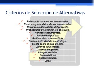 Criterios de Selección de Alternativas

 