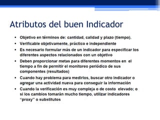 Atributos del buen Indicador

 