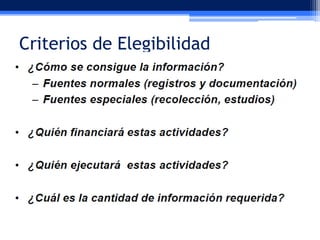 Criterios de Elegibilidad

 