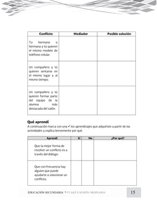 15EDUCACIÓN SECUNDARIA * CUARTA SESIÓN ORDINARIA

