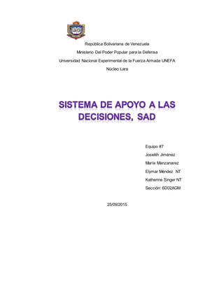 República Bolivariana de Venezuela
Ministerio Del Poder Popular para la Defensa
Universidad Nacional Experimental de la Fu...
