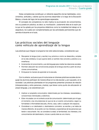 Programa de estudios 2011 cuarto grado primaria guía para el maestro | PDF