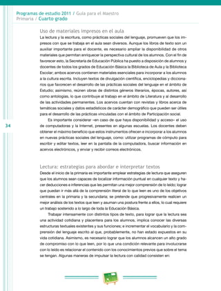 Programa de estudios 2011 cuarto grado primaria guía para el maestro | PDF