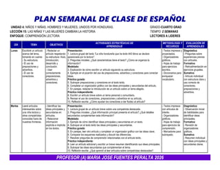 Planificación y Evaluación de Clases de Español para Cuarto Grado 2026 ...