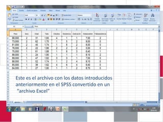 EJERCICIO 4.1: INTRODUCIR DATOS EN
              PASW 18




 Este es el archivo con los datos introducidos
 anteriormente en el SPSS convertido en un
 “archivo Excel”
 