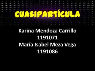 Cuasipartícula
Karina Mendoza Carrillo
1191071
María Isabel Meza Vega
1191086
 