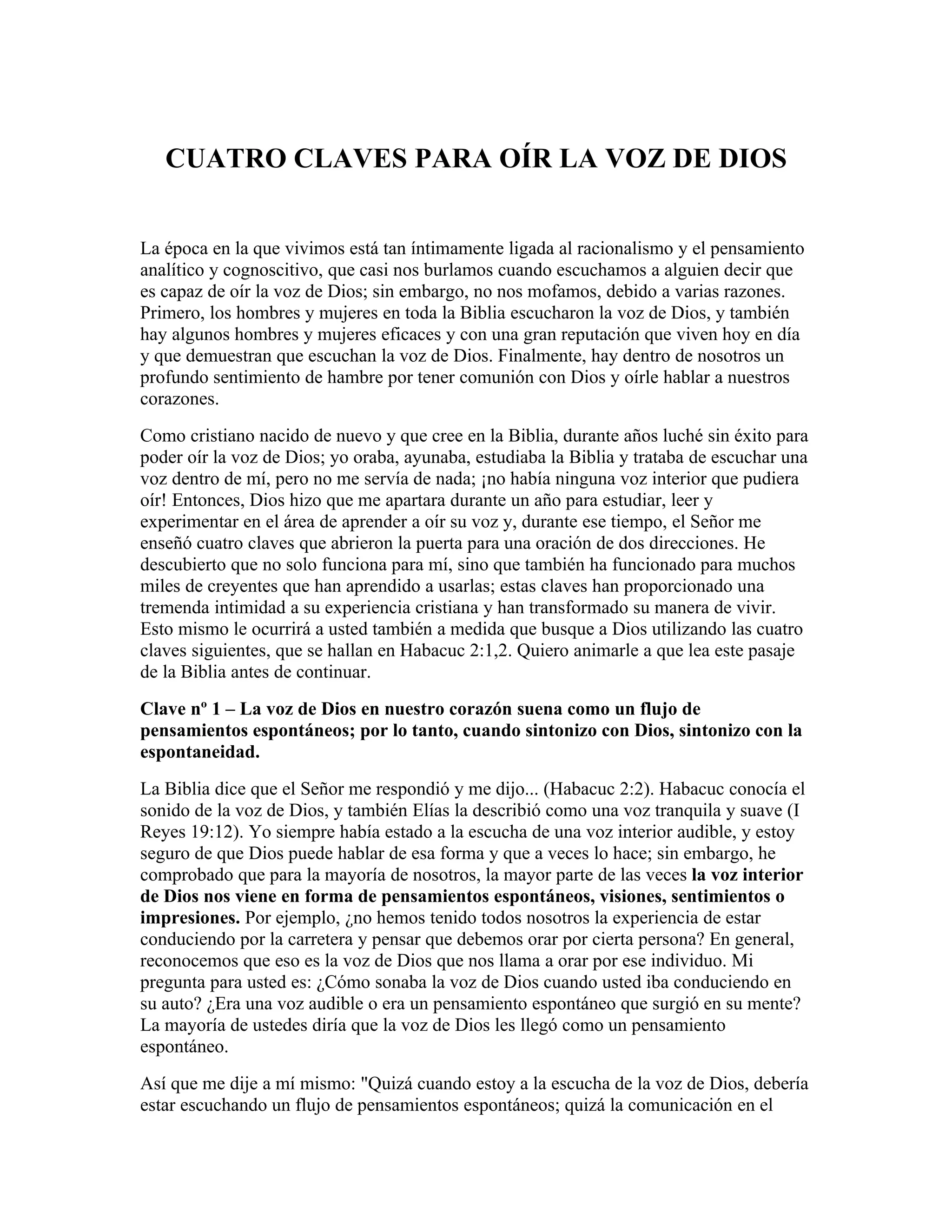 Cuatro claves para oír la voz de dios | PDF
