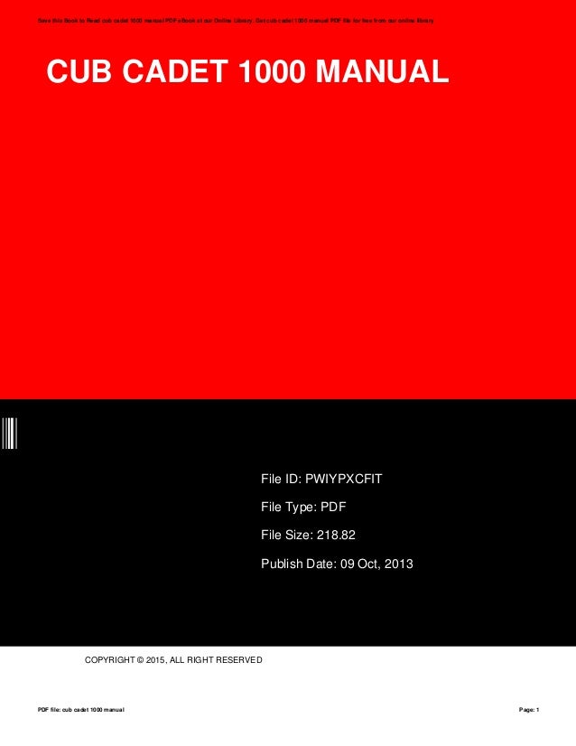 Cub Cadet Xt1 Owners Manual Pdf