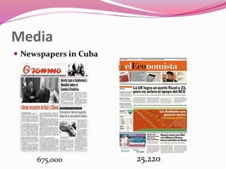 Media
 Newspapers in Cuba
675,000 25,220
 