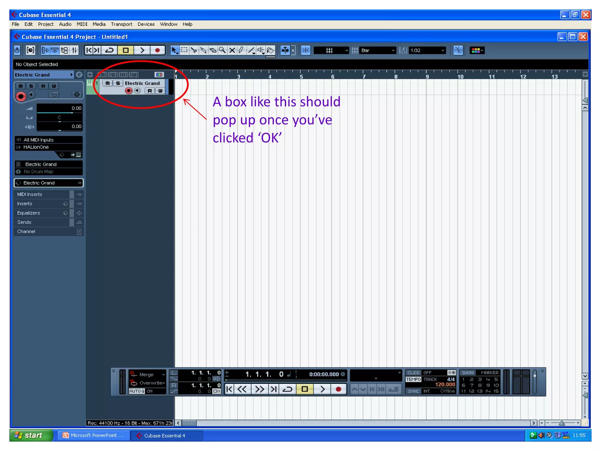 A box like this should
pop up once you’ve
clicked ‘OK’