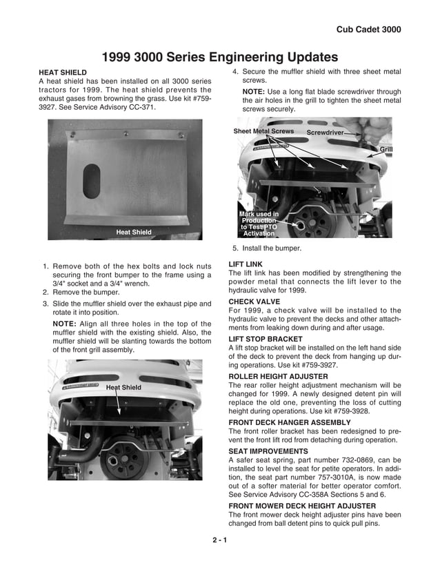 Cub cadet 3165 tractor service repair manual PDF