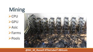 Mining
CPU
GPU
Asic
Farms
Pools
@Mr_M_Russell #TheCubeIT #Bitcoin
 