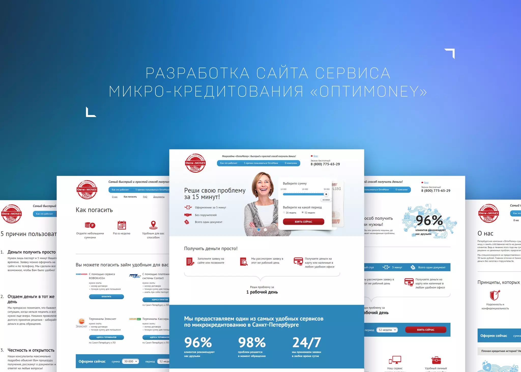 РАЗРАБОТКА САЙТА СЕРВИСА
МИКРО-КРЕДИТОВАНИЯ «ОПТИMONEY»
 