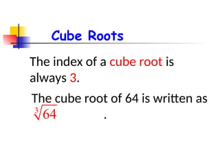 Cubes Roots Fall Cube Roots.ppt find the cubes different types nof question | PPT