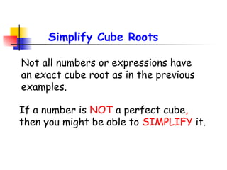 Different Cube Roots Cube Roots.ppt find the cubes different types nof question | PPT