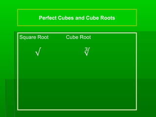 Perfect Cubes and Cube Roots

 