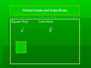 Perfect Cubes and Cube Roots

 