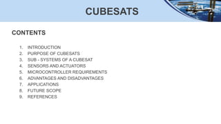 Cubesats applications | PPTX